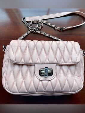 Quilted Blush Pink Crossbody Shoulder Bag